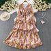 French Romantic Floral Print Dress – Wrap Waist Maxi Dress With Ruffle Sleeves & Flowy Skirt (7 Colors, One Size) | Boho Chic Spring/Summer Dress_ecoleips.com