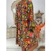Women's V Neck Floral Print Maxi Dress – Casual Plus Size Flowy Boho Dress For Spring Summer 2026_ecoleips.com