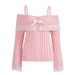Women's Clothing Lace One Shoulder Sling Knit Sweater_ecoleips.com