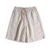 Suitable For All Seasons 14-Pack French Linen Loose Slimming Elastic Waist Drawstring Adjustable Wide-Leg Shorts Skirt Pants For Women#167_ecoleips.com