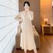 Autumn New Knitted Loose V-Neck Versatile Maternity Sweater Nursing Dress_ecoleips.com