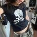 Cross-border American New Skull Print T-shirt, Summer Gothic Style Slim-fit Round-neck Short-sleeve Top For Hot Girls_ecoleips.com