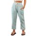 Suitable For All Seasons 2025 Autumn Winter Women's Loose Casual Drawstring Cotton Linen Straight Cropped Pants_ecoleips.com