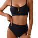 Women's V-Neck High Waist Bikini Set Swimwear Hollow out Detail Sexy Comfortable Beach And Pool Clothing_ecoleips.com