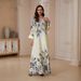 Women's Rhinestone Beaded Print Long Robe Dress For Muslim Fashion Relaxed Everyday Wear Comfortable Feshion_ecoleips.com