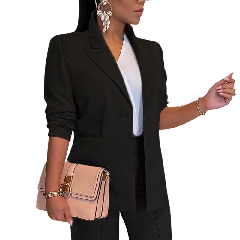 AL304 Independent Station European American Women's Fashion Suit Jacket Loose Fit OL Office Commuting Solid Color_ecoleips.com