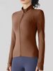 K Yoga Clothes Long Sleeved Warm And Velvet Jacket Zipper Sweater Fitness Stand Collar Tight Sports Running Women_ecoleips.com