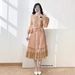 Women's Pleated Waist Tie Dress with Rose Brooch And Tassel Skirt New Spring Clothing_ecoleips.com