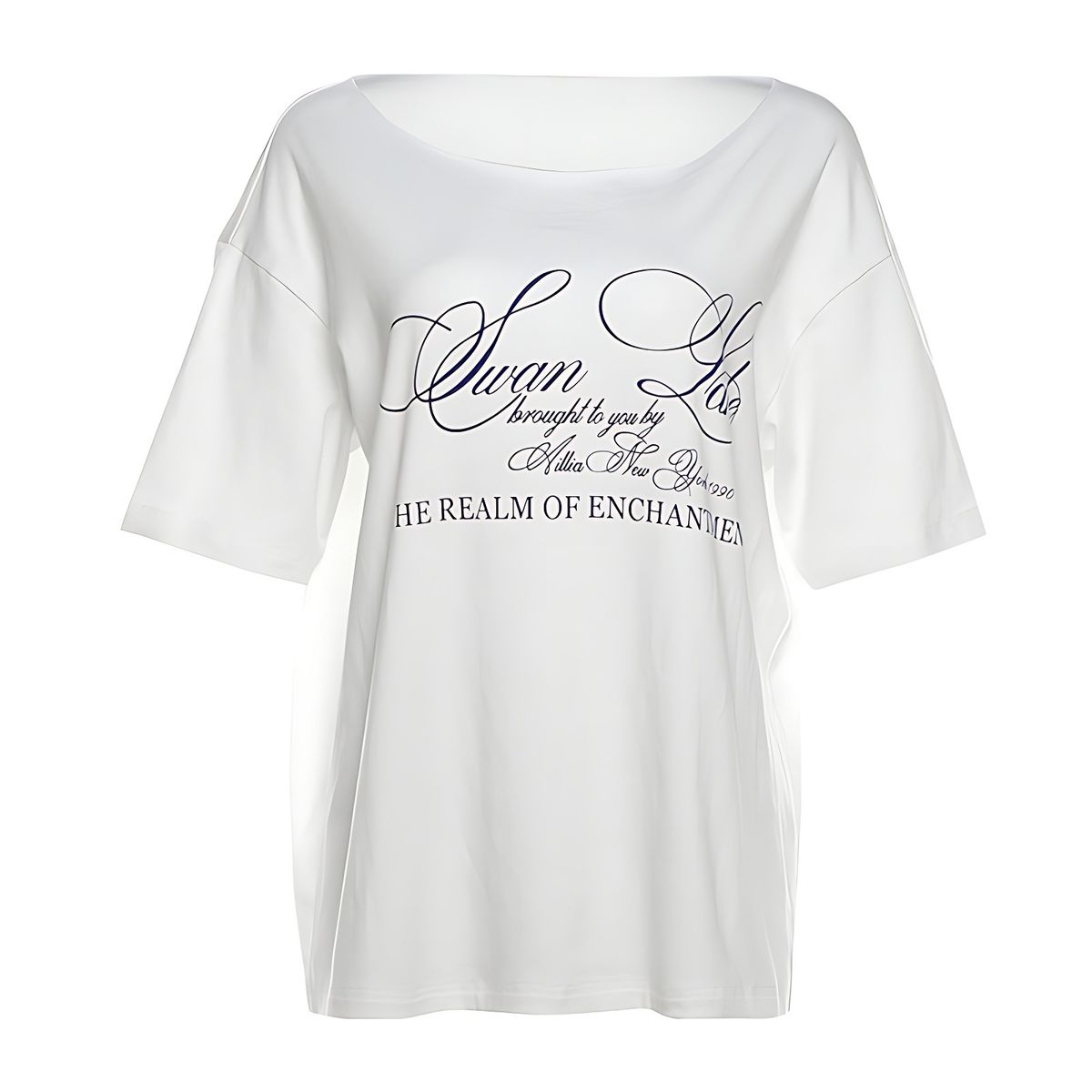 Summer Women's Off-Shoulder T-Shirt Letter Print American Street Style Loose Fit Short Sleeve Top_ecoleips.com