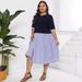 Women's Clothing New Large Size Women's Clothing Knitted Round Neck Splicing Striped Fat MM Waist Dress_ecoleips.com