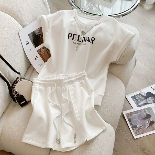 Women's Clothing Suits Summer High End Versatile Short Sleeved Shorts Running Two Piece Suit_ecoleips.com