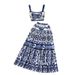Women's Clothing Blue And White Porcelain Print Women's Summer Suit Pure Lust Camisole High Waist Mid-Length Skirt European American Style_ecoleips.com