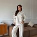 Women's Cotton Two Piece Set Zipper Lapel Pullover Sweatshirt Lace Up Straight Leg Wide Leg Pants Casual European American Style_ecoleips.com