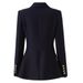 Women's Slim Fit Embroidered Blazer Navy Blue Single-Button Formal Coat with Academic Style Badge for Office Wear Autumn Winter Chic_ecoleips.com