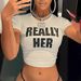 Women's Clothing Fashion Hip Hop Letter Pattern Printed Short Top Sexy Hot Girl Navel Baring T Shirt_ecoleips.com