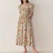 Spring/Summer Rayon Print Dress French Style Slim Waist Puff Sleeves Long Retro Floral Print Women's Clothing New Arrival 2026_ecoleips.com