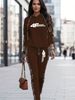 Urban Athleisure 2-Piece Set – Trendy Letter Print Hoodie & Joggers For Streetwear Enthusiasts (S-XXL, Black/Brown)_ecoleips.com