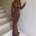 Women Elegant Long Sleeve Bodycon Floor‑Length Maxi Dress Party Dating Evening Outfit_ecoleips.com