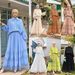 Women's Clothing Hollow Lace Splicing Puff Sleeve Top Large Swing Skirt Two Piece Suit_ecoleips.com