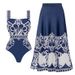 Women's National Style Printed One-Piece Swimsuit - Floral Ethnic Design Bathing Suit_ecoleips.com
