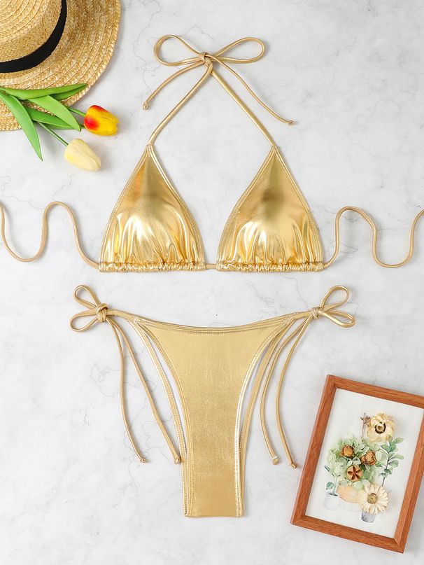INS European American Retro Sexy Hot Girl Strapless Three-piece Bikini, Flattering Skin Tone, Suitable Beach Photos And_ecoleips.com