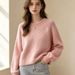 Women's Loose Knit Sweater round Neck Pullover Three Dimensional Floral Top European American Style Autumn Winter New Rolled Hem_ecoleips.com