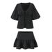 Women's Clothing Sweet Spicy Style Puff Sleeve Tie Shirt High Waist Ruffle Skirt Two Piece Set_ecoleips.com