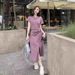 Luxurious Elegant Dress Women Plus Size, Suitable For Pear-shaped Body Types In Summer, Loose-fitting To Conceal Belly_ecoleips.com