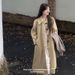 Minimalist Korean-style Lapel Trench For Girls, New Autumn And Winter Khaki-colored Oversized Mid-length Elegant Coat_ecoleips.com