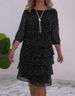 2024 Autumn New Cross-Border European And American Style Elegant Printed Round Neck Polka Dot Layered Dress_ecoleips.com