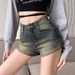 2025s American Style High Waist Denim Ultra Shorts For Women 2025 New Summer Slim Fit Petite Girl A-line Hot Pants_ecoleips.com