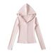 Autumn And Winter German Velvet Half-zipper Hooded Long-sleeved Sweater Female Spice Girl Slim-fitting Inner Top High Waist And Thin_ecoleips.com