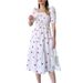Women's Elegant Printed Dress With Waist Cinching U Neck Quality Spring Summer Fashionable Style_ecoleips.com