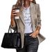 European And American Cross-border Women's Elegant Fashion Tweed Slim-fit Double-breasted Long-sleeve Blazer Houndstooth_ecoleips.com