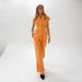 Women's Clothing Versatile vitality orange cotton and linen commuting street style sleeveless lace-up vest wide-leg pants suit_ecoleips.com