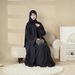 NISA2025 Dubai Turkey Plain Linen Abaya Long Dress Three-Piece Set MOA016_ecoleips.com