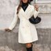 Women's Clothing Elegant Tweed Coat With Pearl Buttons - Classic Double-Breasted Long Coat For Women, Slim Fit, Warm Winter Outerwear, Beige_ecoleips.com