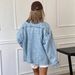 Women's Clothing Denim Jacket For Women Brown Color Block Lapel Autumn New Fashion_ecoleips.com