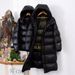 Women's Clothing New High End Black And Gold Goose Down Jacket Long Over Knee Thickened Hooded Couple Jacket Off Season Winter Wear_ecoleips.com
