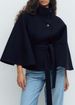 Women's Autumn And Winter New Fashion Solid Color Cape Stand Collar Button Belt Trench Coat_ecoleips.com