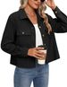 Women's Casual Button Cropped Jacket Top Corduroy Fashion European American Style Short Lightweight Coats_ecoleips.com