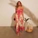 Women's Clothing Spring And Summer Off Shoulder V Neck With Slings And Printed Fairy Like Long Temperament Dress With Big Swing Dress_ecoleips.com