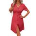 Summer Elegant V Neck Button down Cardigan Dress for Women Waist Cinching Fashionable European And American Style Women's Clothing_ecoleips.com