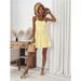 Summer Casual Women's Yellow Floral Printed Halter Dress_ecoleips.com