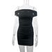 Off-Shoulder Bodycon Mini Dress With Ruffle Detail, Stretchy Pvc Blend Cocktail Party Dress For Women, Summer Fashion Bodycon Skirt_ecoleips.com
