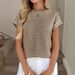 Women's Clothing Round Neck Pullover Short Sleeve Top Two Tone Knitted Summer New Arrival_ecoleips.com