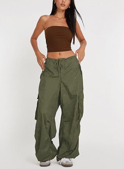 Women's Clothing Pants With Pockets Low Rise Loose Drawstring Casual Pants_ecoleips.com