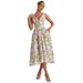 2026 Foreign Trade Summer New Elegant V-neck Waist-cinching Slim Sleeveless Floral Vacation Mid-length Dress_ecoleips.com