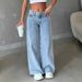 European And American Foreign Trade Women's Clothing Cross-Border Retro Draped Jeans Summer High Waist Wide Leg Loose_ecoleips.com