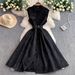 Women's Luxury High-End Jacquard Dress European American Style Round Neck Sleeveless Autumn Button Down Slimming Evening Gown_ecoleips.com